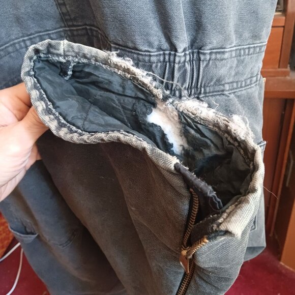 Large Short 38-40 Vintage Zero-Zone Walls Gray Insulated Work Bib Overalls  90s - Picture 11 of 11